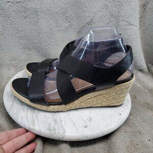 Vionic Shoes Womens Size 8.5 Black Leather Ainsleigh Espadrille Sandals